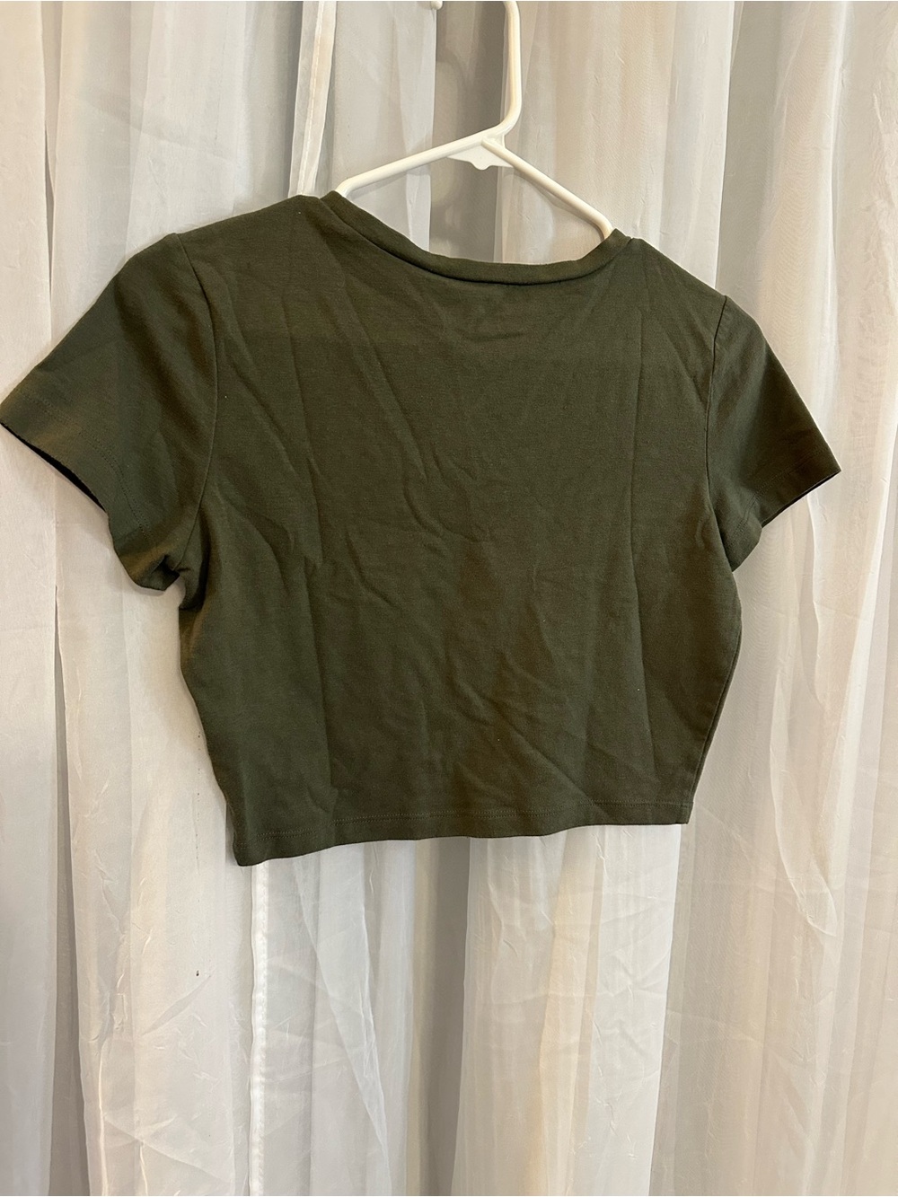 Wild Fable Dark Green Short Sleeve Crew Neck Crop Top - Picture 3 of 7